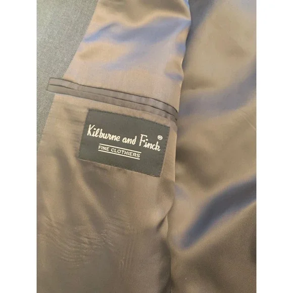 Kilburne and Finch Mens Gray Wool Blend Suit Jacket‎ Blazer 46PR 46W - Picture 3 of 12